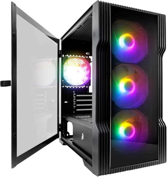 

Корпус mATX 1STPLAYER T3-G черный, без БП, боковая и передняя панель из закаленного стекла, USB 3.0, 2*USB 2.0, audio, T3-G