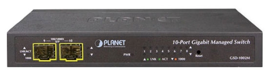 

Коммутатор PoE Planet GSD-1002M управляемый, 8x10/100/1000Mbps + 2x100/1000X SFP (POE и DC питание), GSD-1002M