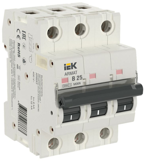 Изображение товара Автоматический выключатель IEK AR-M06N-3-B025 25А IP20 монтажный модуль