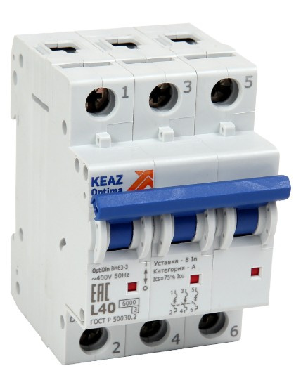 Изображение товара Автоматический выключатель КЭАЗ OptiDin BM63 20А трехполюсный IP20