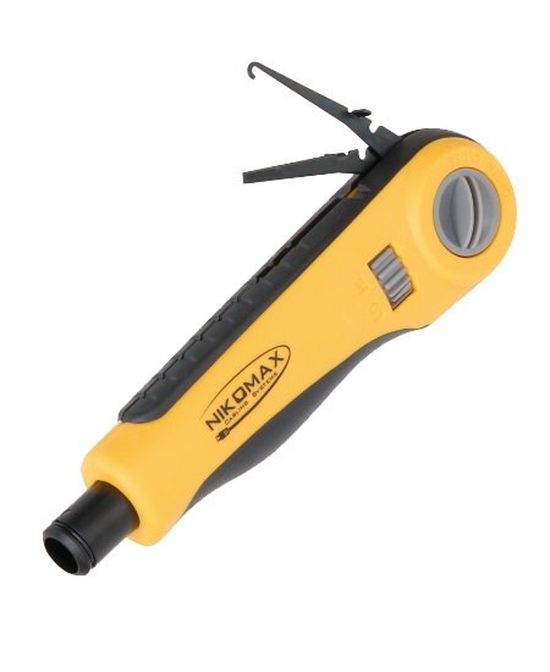 

Устройство NikoMax NMC-3640R для заделки витой пары, ударного типа, Twist-Lock, без ножа, регулировка силы удара, NMC-3640R