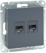 фото Розетка компьютерная двойная  EKF UP1-SOG-2RJ45-5