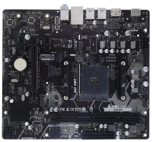 Изображение товара Материнская плата Biostar A520MS для AMD AM4, DDR4, M.2, SATA RAID, DisplayPort HDMI