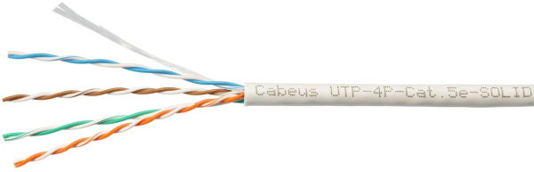 Изображение товара Кабель витая пара U/UTP 5e кат. 4 пары Cabeus UTP-4P-Cat.5e-SOLID-LSLTx-GY-20