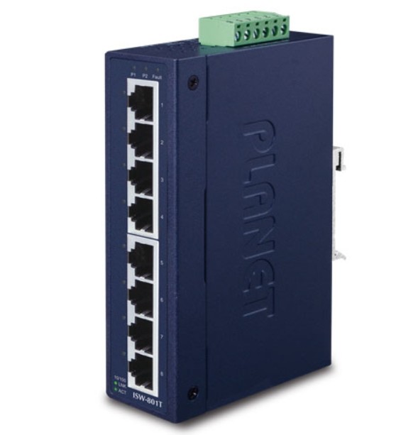 

Коммутатор промышленный неуправляемый Planet ISW-801T IP30 Slim Type 8xFE (-40 to 75 degree C), ISW-801T