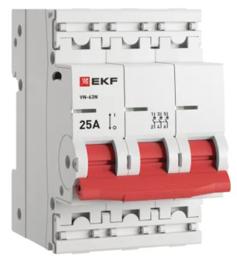 Изображение товара Рубильник EKF S63325 серия PROxima с 3 полюсами, ном 400 В, 25 А