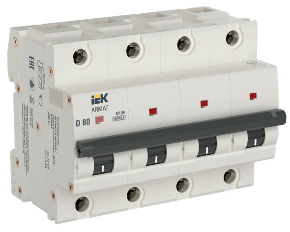 Изображение товара Автоматический выключатель IEK AR-M10H-4-D080 80 А IP20 4 модуля