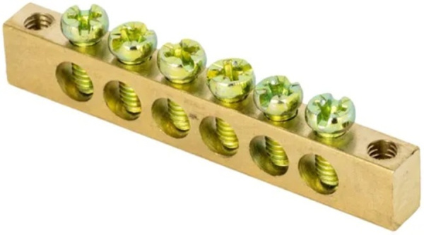 Изображение товара Шина EKF sn0-63-06-k для нулевых и заземляющих проводов латунь никелированная