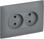 фото Розетка двухместная без заземления в сборе  IEK SK-R23-10-K03-F