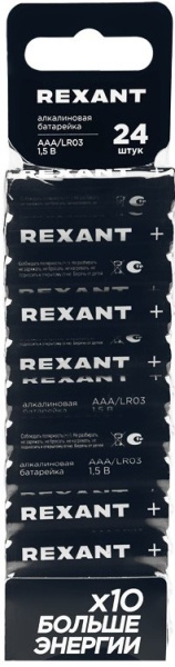 Изображение товара Батарейка Rexant 39-1013 AAA 1.5V щелочная 24 шт блистер