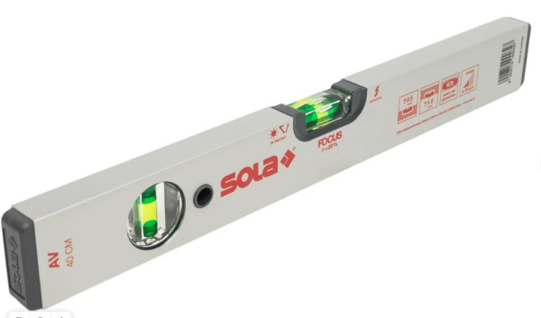Изображение товара Строительный уровень 40 см AV 40 SOLA 01110501 с пузырьковыми глазками и увеличительной лупой