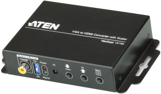 

Конвертер Aten VC182-AT-G VGA+AUDIO>HDMI, HD-DB15+MIM-JACK>HDMI, Female, БП 5V, (1920x1200, 1080p, Analog + Digital stereo audio input), VC182-AT-G