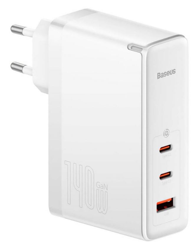 

Зарядное устройство сетевое Baseus CCGAN140CE CCGP100202 GaN5 Pro Fast Charger 2C+U 140W EU White (с кабелем Type-C - Type-C 240W 1m White), CCGAN140CE