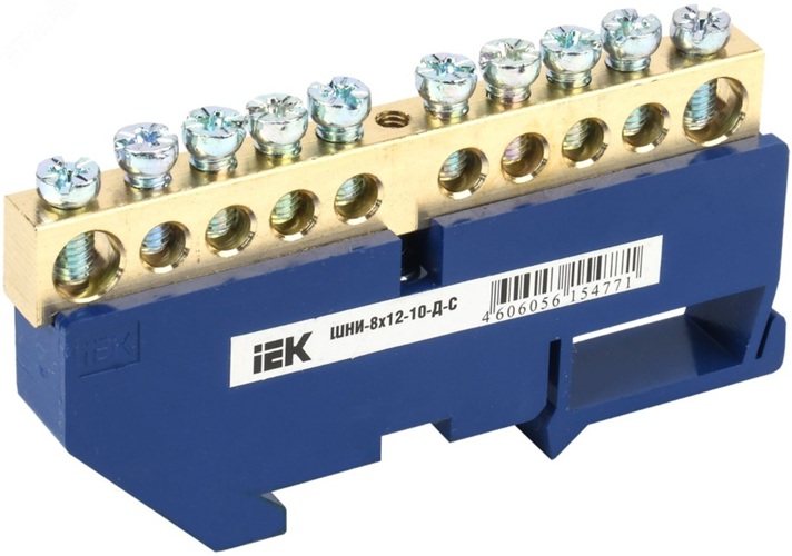 

Шина IEK YNN10-812-10D-K07 N ноль на DIN-изолятор ШНИ-8х12-10-Д-С, YNN10-812-10D-K07