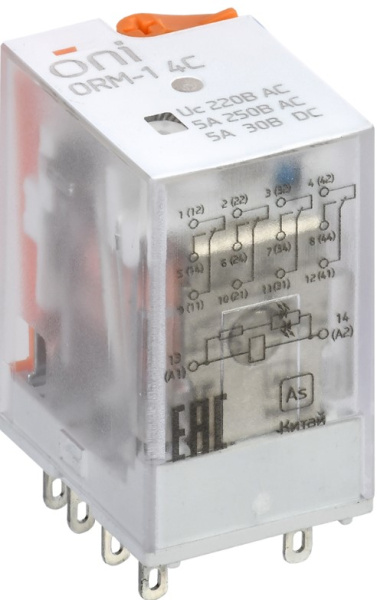Изображение товара Интерфейсное реле ONI ORM-1-4C-AC220V-L-B для автоматизации
