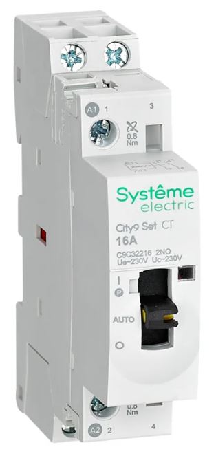 

Контактор модульный Systeme Electric C9C32216 City9 Set 2P 2НО 16A AC 230В-230В, C9C32216