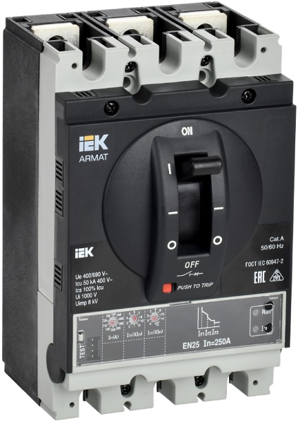 

Автоматический выключатель в литом корпусе IEK AR-MCCB-3G-050-0250A-ELSC ARMAT 3P G 50кА 250А расцепитель электронный стандартный, AR-MCCB-3G-050-0250A-ELSC