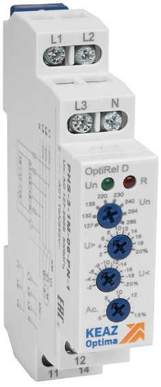 Изображение товара Реле контроля фаз КЭАЗ 331991 3 фазы 460 В 10 А DIN-рейка