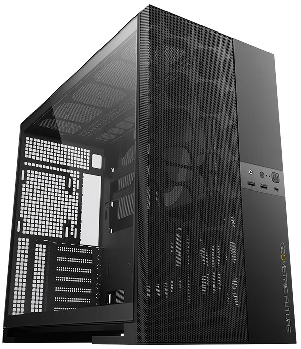

Корпус Geometric Future Model 5 Vent 1AM5VTBK00100 черный, без БП, боковая панель из закалённого стекла, 2*USB 3.0, USB Type-C, Model 5 Vent