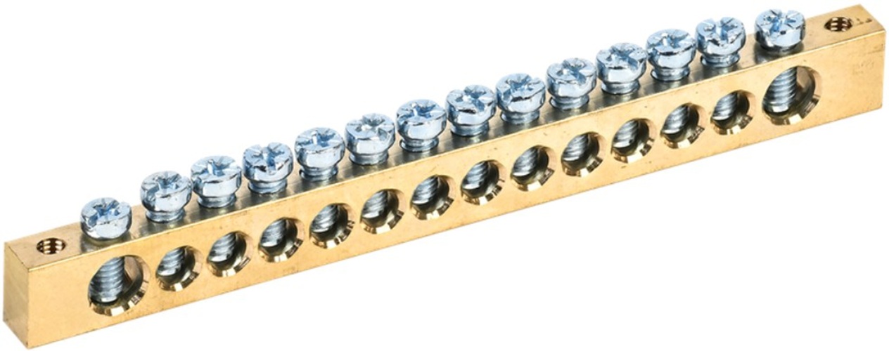 

Шина IEK YNN21-14-100 PEN земля-ноль 8х12мм 14/2 (14групп/креп по краям), YNN21-14-100