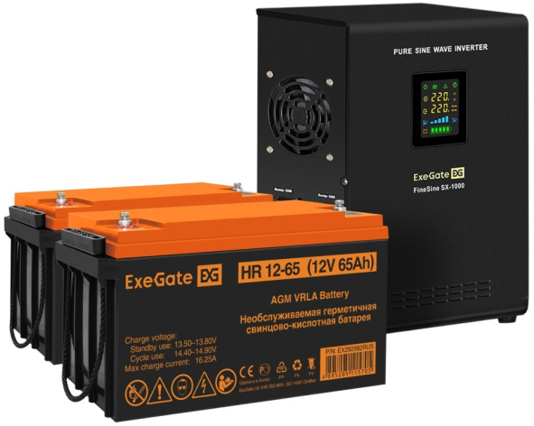 Изображение товара Комплект Exegate FineSine SX-1000.LCD.AVR.2SH ИБП для сервера и ПК с дисплеем