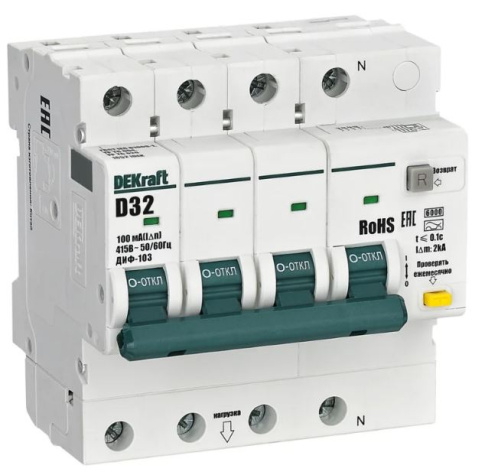 Изображение товара Дифференциальный автомат DE Kraft 16521DEK 30 мА 1P+N