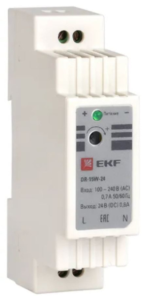 Изображение товара Блок питания EKF dr-15w-24 24 В 15 Вт для DIN-рейки