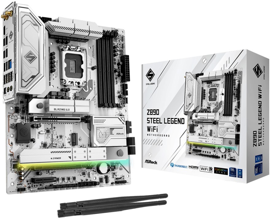 

Материнская плата ATX ASRock Z890 STEEL LEGEND WIFI (LGA1851, Z890, 4*DDR5 (9466), 4*SATA, 4*M.2, 6*USB 3.2, 2*USB 2.0, 2*USB Type-C, 2*PCIe x16, PCIe, Z890 STEEL LEGEND WIFI