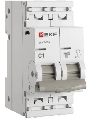 

Автоматический выключатель EKF M636201C 2P 1А (C) 6кА ВА 47-63N PROxima, M636201C