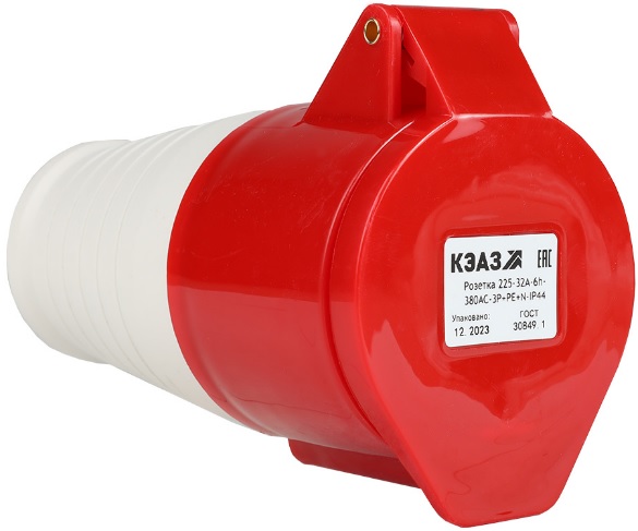 

Розетка кабельная КЭАЗ 222753 225-32А-6h-380AC-3P+PE+N-IP44, 222753