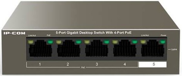 

Коммутатор неуправляемый IP-Com F1105P-4-63W PoE, 5 портов, 5x1 Гбит/с, PoE 4х30 Вт (до 58 Вт), настольный, F1105P-4-63W