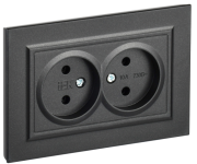 фото Розетка двухместная без заземления в сборе  IEK BR-R20-10-K10-F