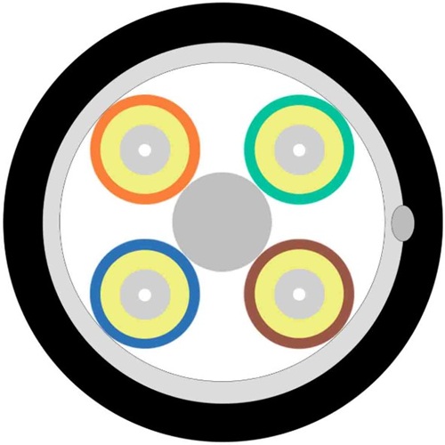 

Кабель волоконно-оптический 9/125, 4 волокна TELCORD FK-BRK-IN/OUT-9-4-HFFR-BK распределительный (Breakout), универсальный (IN/OUT), SM (G.652D), HFFR, FK-BRK-IN/OUT-9-4-HFFR-BK