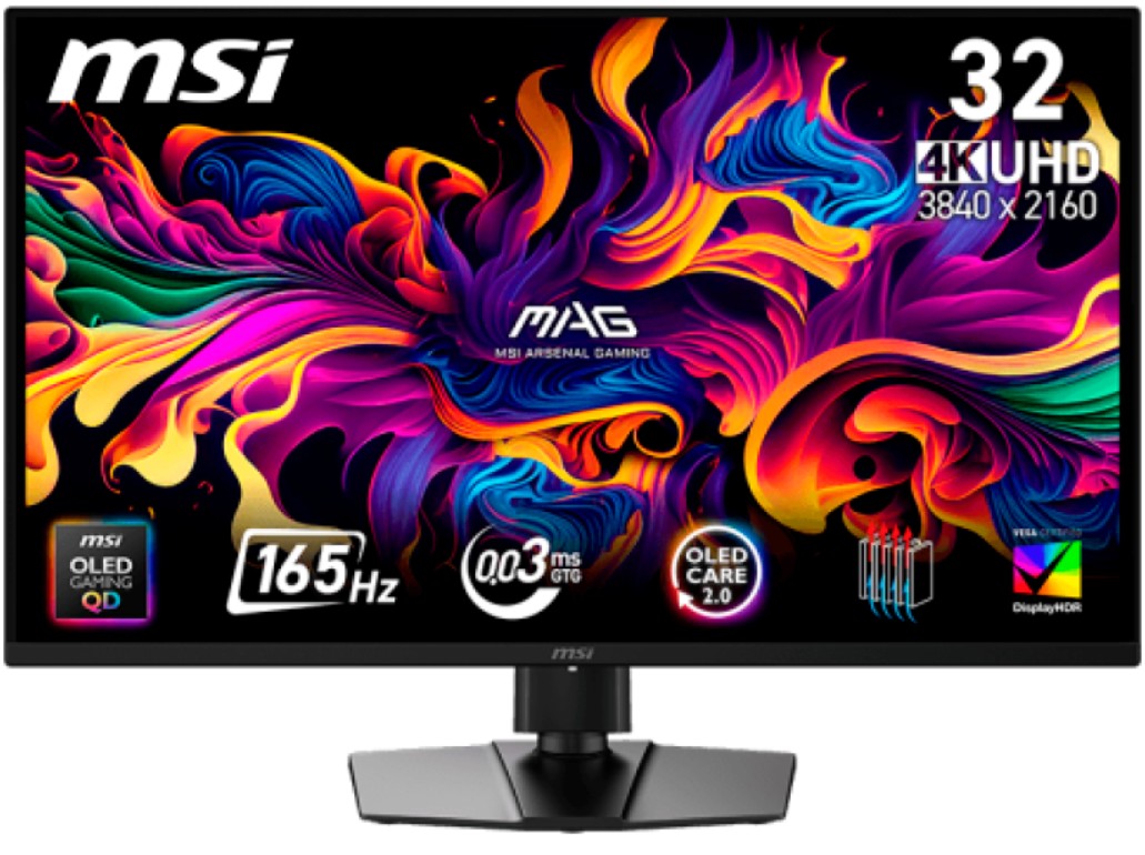

Монитор 31,5" MSI MAG 322UP 9S6-3DD29A-048 3840x2160, 16:9, QD-OLED, 250 cd/m, 1500000:1, 0.03 ms, 178°/178°, 165Hz, *HDMI, DP, Black, MAG 322UP