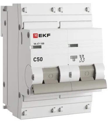 

Автоматический выключатель EKF mcb47100-2-50C-pro 2P 50А (C) 10kA ВА 47-100 PROxima, mcb47100-2-50C-pro