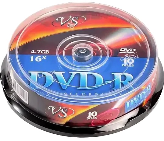 Диск DVD-R VS VSDVDRCB1001 4.7Gb, 16x, Cake Box 10шт. (20410)