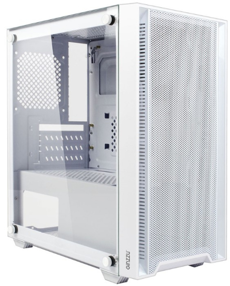 Изображение товара Корпус для ПК Ginzzu CL540 Белый элегантный Mini Tower с закаленным стеклом
