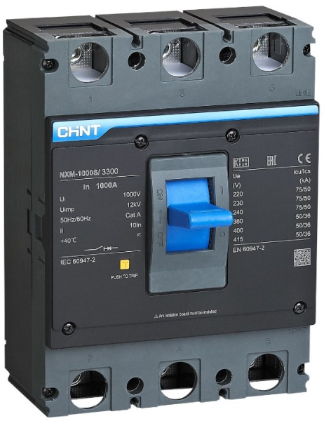 Изображение товара Автоматический выключатель CHINT 844317 в литом корпусе 3 полюса 1000 А
