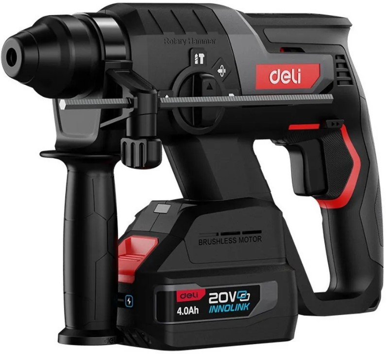 

Перфоратор Deli DE-DC20-2D4 аккумуляторный (2 АКБ*4Ач + ЗУ, 20V, SDS PLUS, 2Дж, 4750уд/мин, 1350об/мин, кейс), DE-DC20-2D4