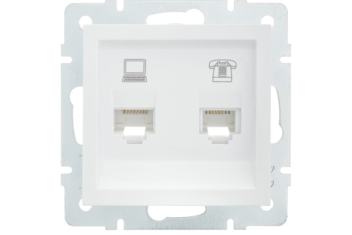 

Розетка компьютерная+телефонная Lezard 742-0288-143 1-м СП Vesna механизм, белая, 742-0288-143