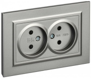 фото Розетка двухместная без заземления в сборе  IEK BR-R23-10-K46-F