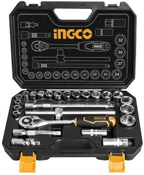 

Набор INGCO HKTS12251 головок 1/2" с трещоткой 25шт, HKTS12251