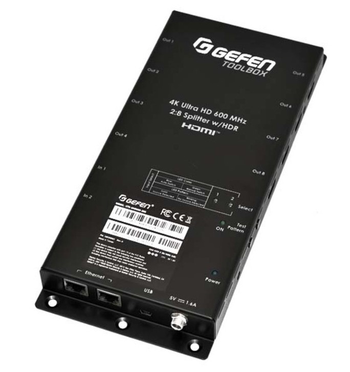 

Масштабатор Gefen GTB-UHD600-28S-RT автокоммутатор 2:8 сигналов HDMI 2.0 разрешением до 4K/60, GTB-UHD600-28S-RT