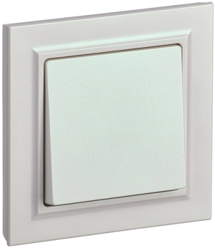 Изображение товара Одноклавишный выключатель IEK BRITE IP20 белый плавный дизайн