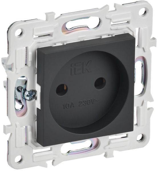 

Розетка без заземления IEK SK-R10-10-K53 SKANDY без защитных шторок 10А SK-R02G Графит, SK-R10-10-K53