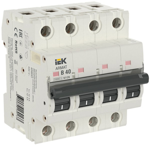 Изображение товара Автоматический выключатель IEK AR-M10N-4-B040 40А IP20 модульный защитный автомат