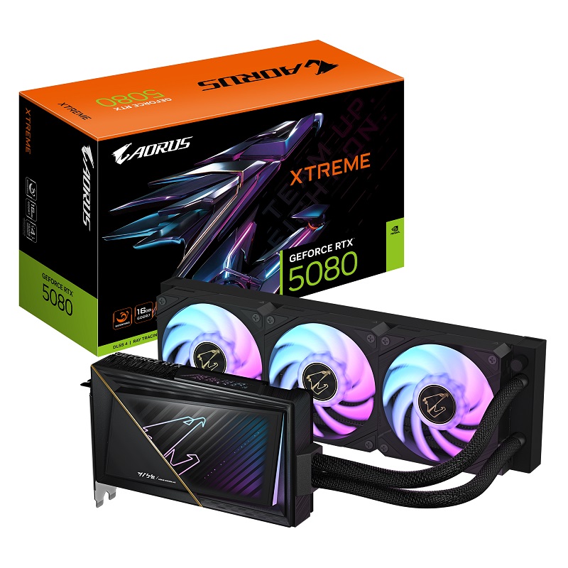 

Видеокарта PCI-E GIGABYTE GeForce RTX 5080 AORUS XTREME WATERFORCE (GV-N5080AORUSX W-16GD) 16GB GDDR7 256bit 4nm 2805/30000MHz 3*DP HDMI, GeForce RTX 5080 AORUS XTREME WATERFORCE (GV-N5080AORUSX W-16GD)