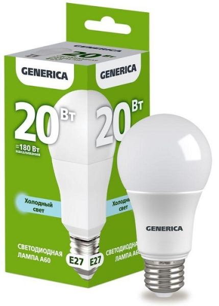 фото Лампа светодиодная GENERICA LL-A60-20-230-65-E27-G в Нижнем Новгороде