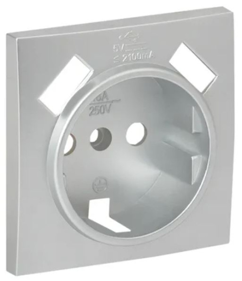 Изображение товара Накладка розетки с заземлением с 2 USB EKF ESR16-L-028-30-2USB