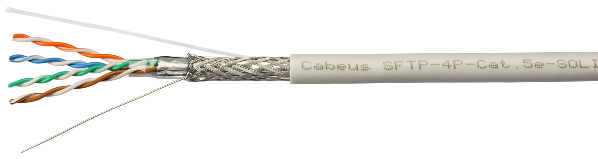 

Кабель витая пара S/FTP 5e кат. 4 пары Cabeus SFTP-4P-Cat.5e-SOLID-GY 24AWG(0.51 мм), медь, одножильный (solid), внутренний, PVC, нг(A)-LS, серый, уп/, SFTP-4P-Cat.5e-SOLID-GY